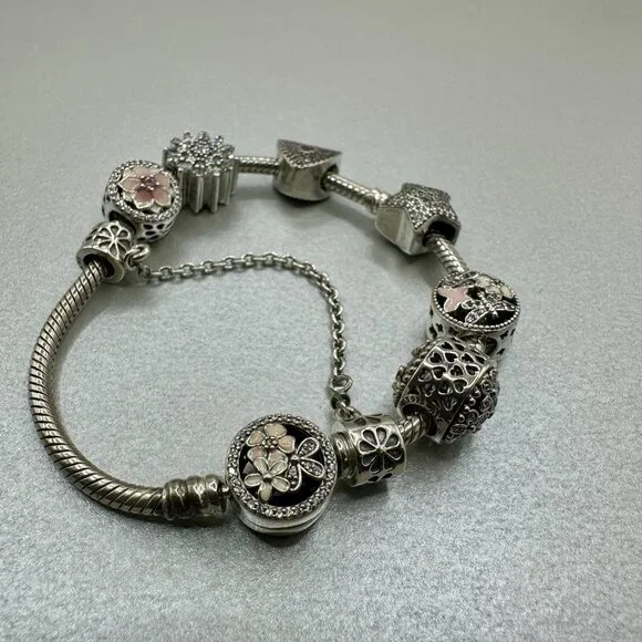 Authentic Pandora 6 Charm Bracelet in 925 Sterling Silver